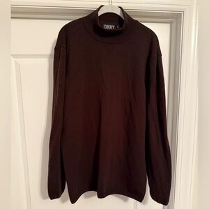 DKNY Brown Knit Turtleneck Mock Turtleneck Wool Blend Men’s XL
